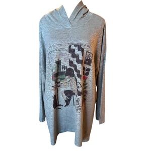 INOAH Hoodie Light Green Cat And Lady Size XL